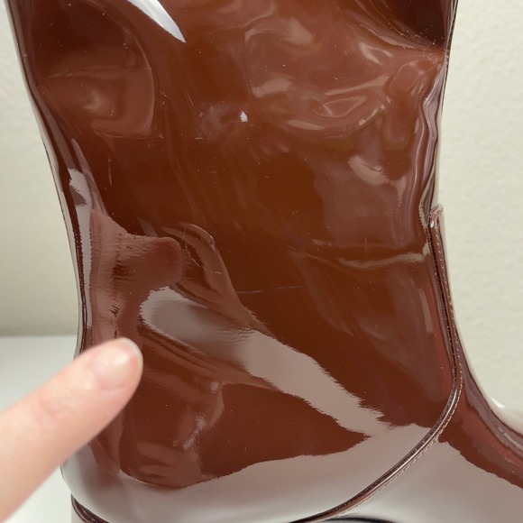 Loeffler Randall 35mm Indy Knee High Boot Chocolate Patent Leather Size 8 - Picture 13 of 16